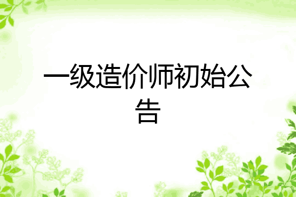一级造价师初始公告
