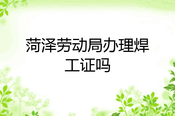 菏泽劳动局办理焊工证吗