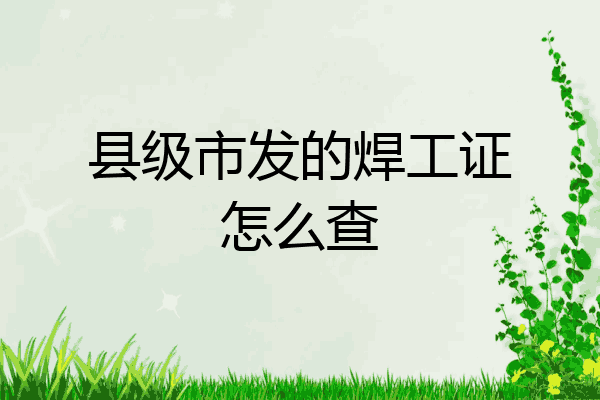 县级市发的焊工证怎么查
