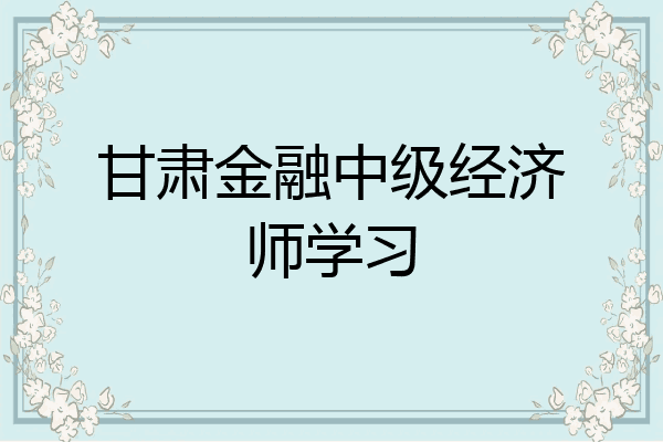 甘肃金融中级经济师学习