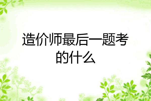 造价师最后一题考的什么