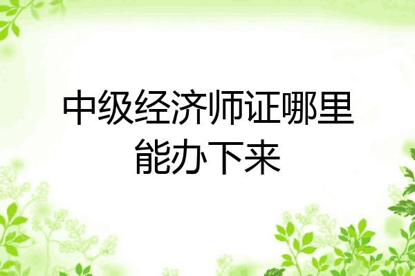 中级经济师证哪里能办下来