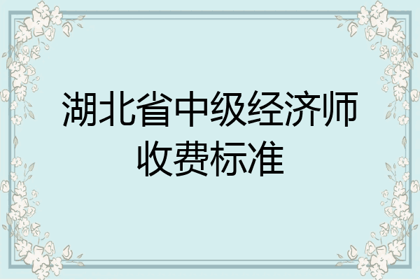 湖北省中级经济师收费标准