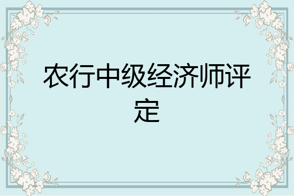 农行中级经济师评定