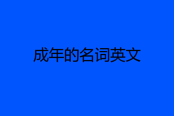 成年的名词英文