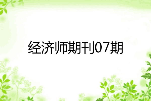 经济师期刊07期