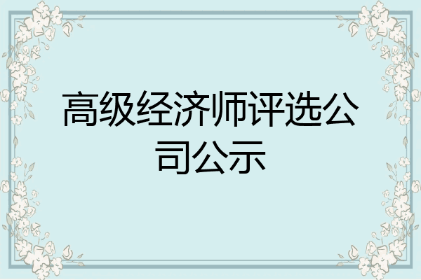高级经济师评选公司公示