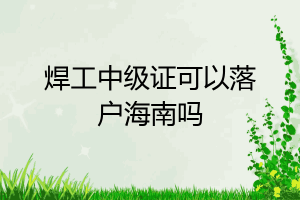 焊工中级证可以落户海南吗