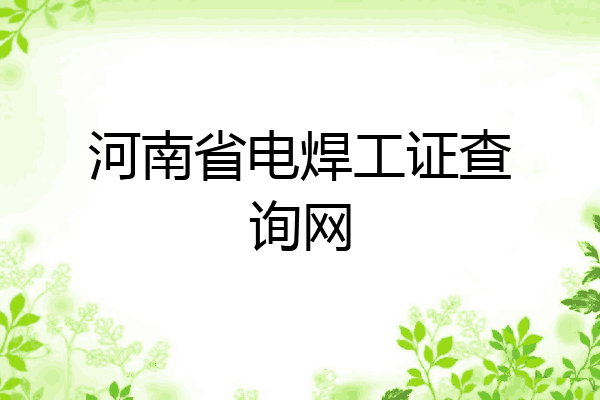 河南省电焊工证查询网
