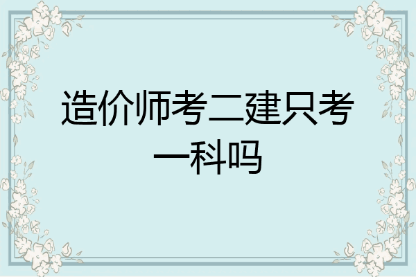造价师考二建只考一科吗