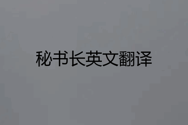 秘书长英文翻译