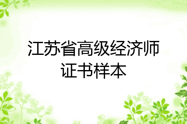 江苏省高级经济师证书样本