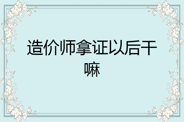 造价师拿证以后干嘛