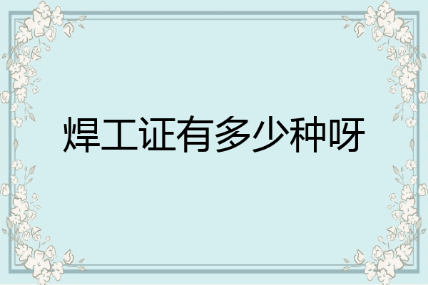 焊工证有多少种呀