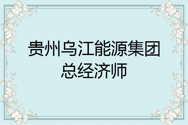 贵州乌江能源集团总经济师