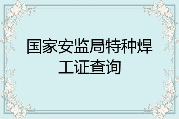 国家安监局特种焊工证查询