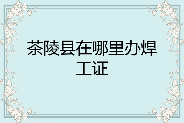 茶陵县在哪里办焊工证