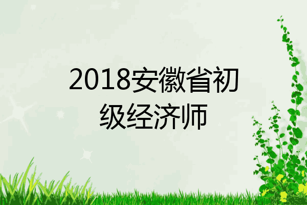 2018安徽省初级经济师