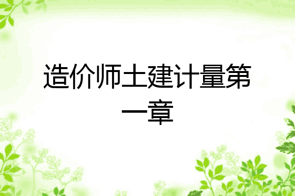 造价师土建计量第一章