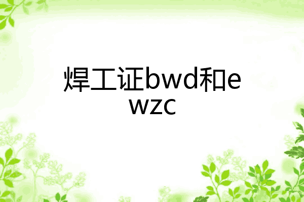 焊工证bwd和ewzc