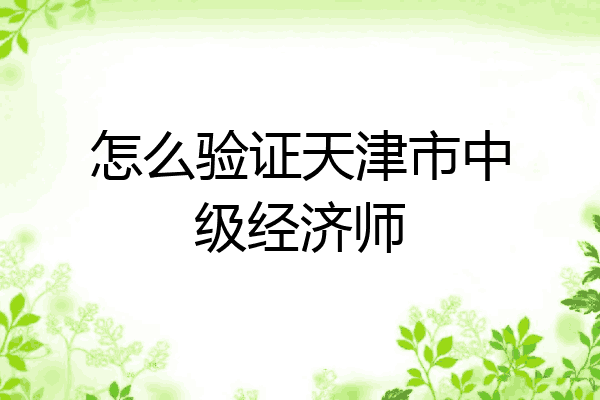 怎么验证天津市中级经济师