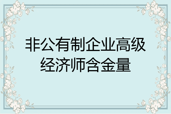非公有制企业高级经济师含金量