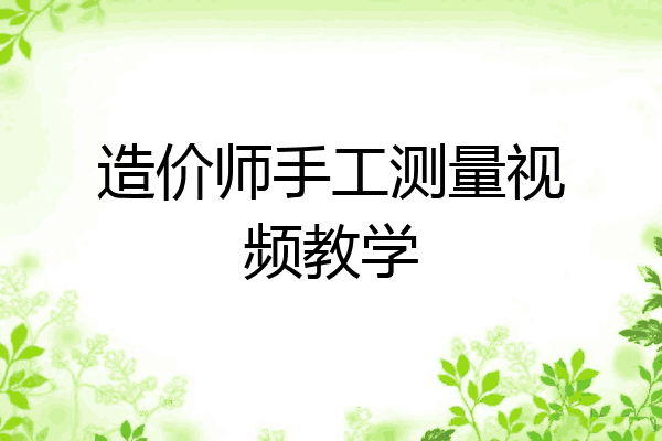 造价师手工测量视频教学