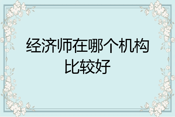 经济师在哪个机构比较好
