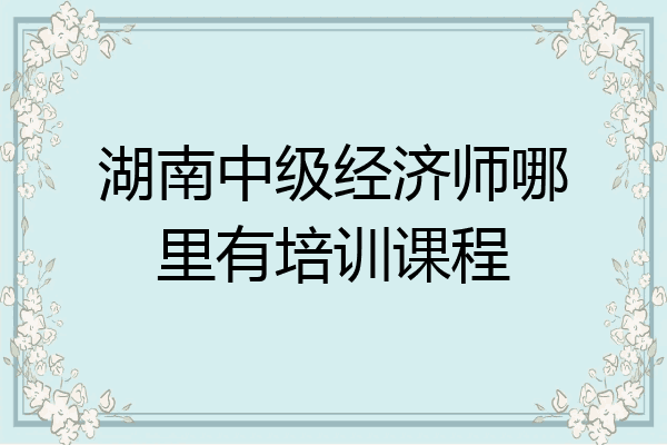 湖南中级经济师哪里有培训课程