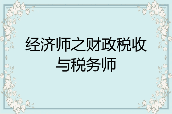 经济师之财政税收与税务师