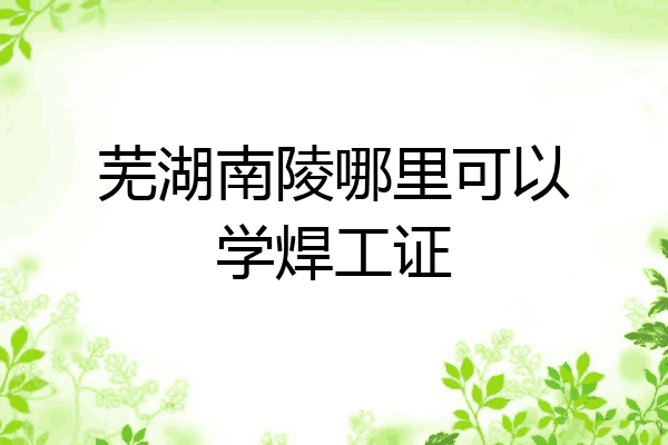芜湖南陵哪里可以学焊工证