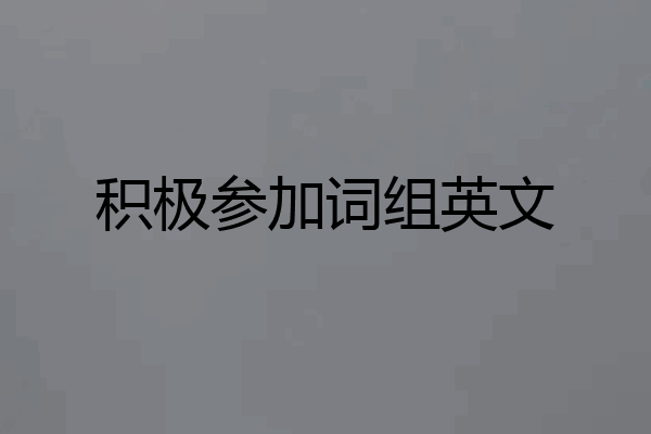 积极参加词组英文