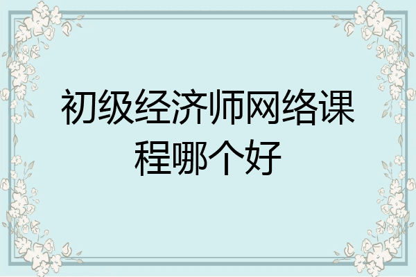 初级经济师网络课程哪个好