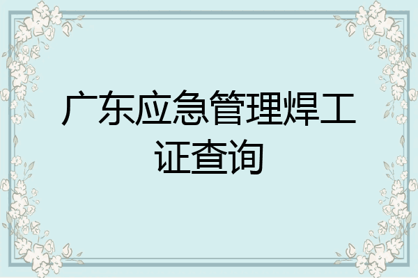 广东应急管理焊工证查询