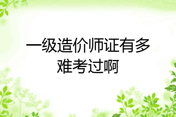一级造价师证有多难考过啊