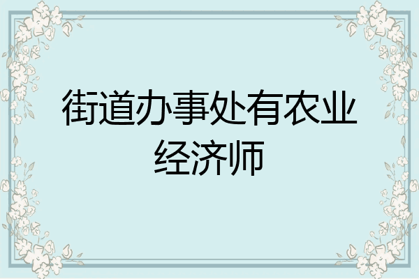 街道办事处有农业经济师