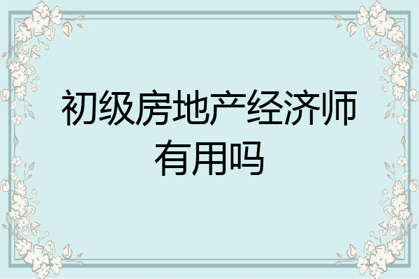 初级房地产经济师有用吗