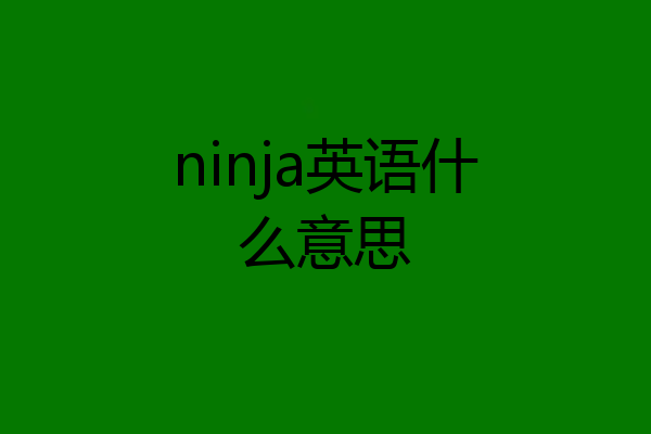 ninja英语什么意思