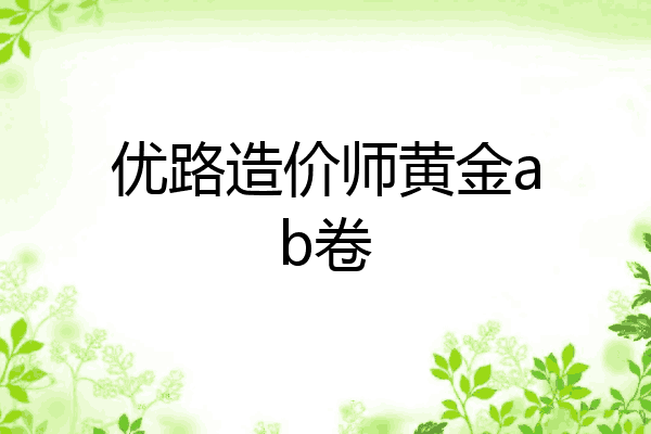 优路造价师黄金ab卷