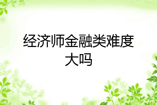 经济师金融类难度大吗