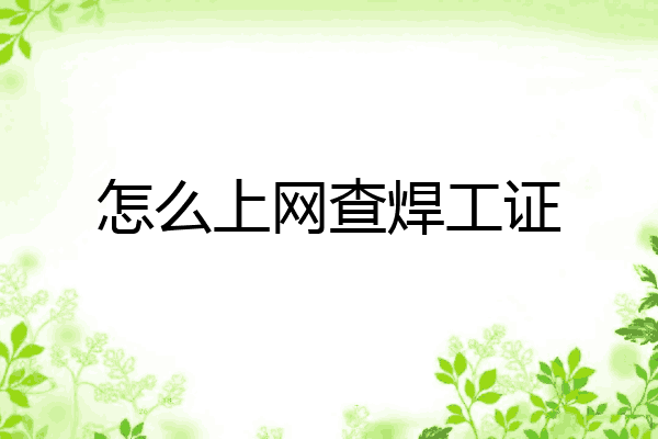 怎么上网查焊工证