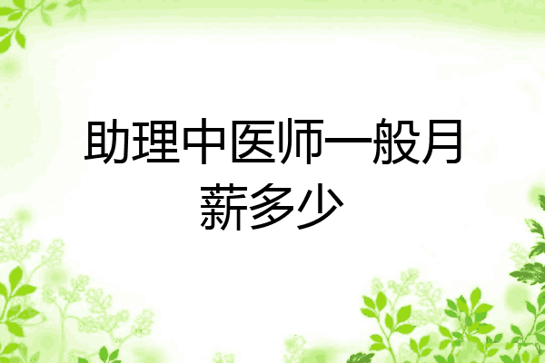 助理中医师一般月薪多少