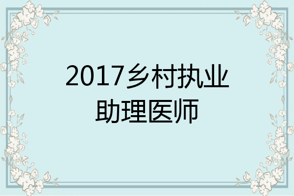 2017乡村执业助理医师