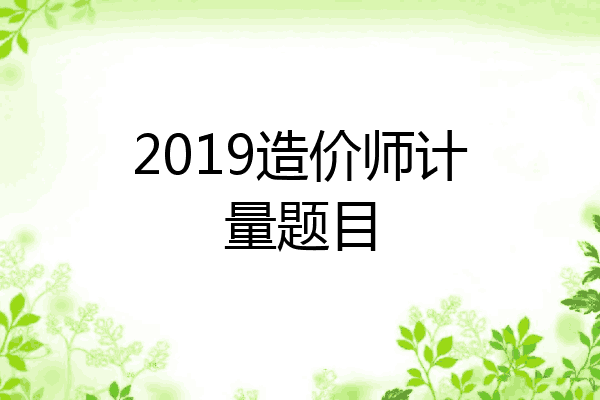 2019造价师计量题目
