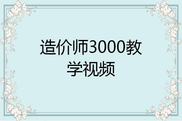 造价师3000教学视频