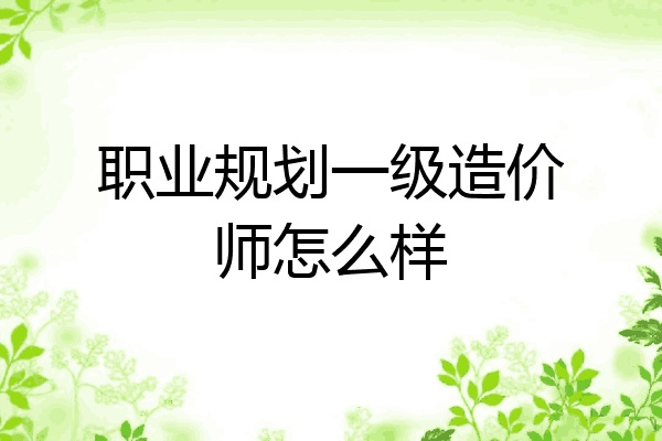 职业规划一级造价师怎么样