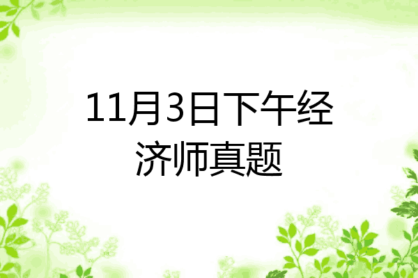 11月3日下午经济师真题