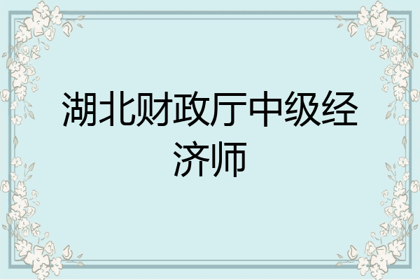 湖北财政厅中级经济师