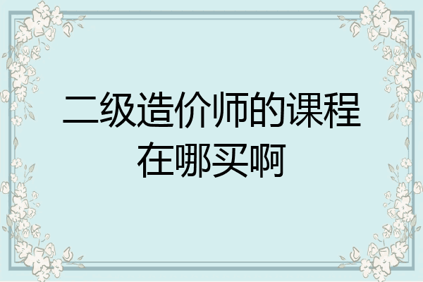 二级造价师的课程在哪买啊