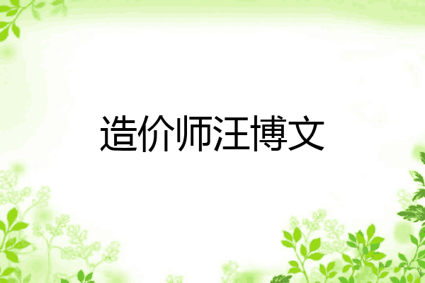 造价师汪博文